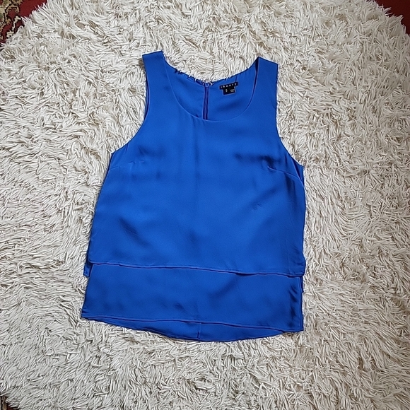 Women's Theory 100% Silk Blue Sleeves Tiered Flowy Blouse - M Medium - Picture 5 of 13